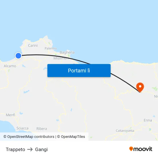 Trappeto to Gangi map
