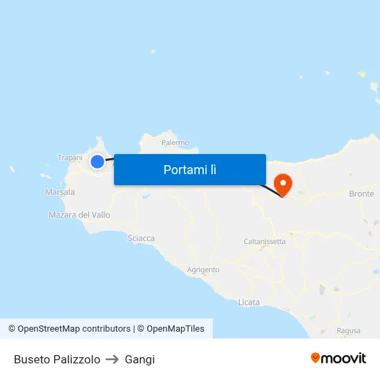 Buseto Palizzolo to Gangi map