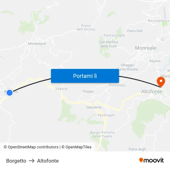 Borgetto to Altofonte map