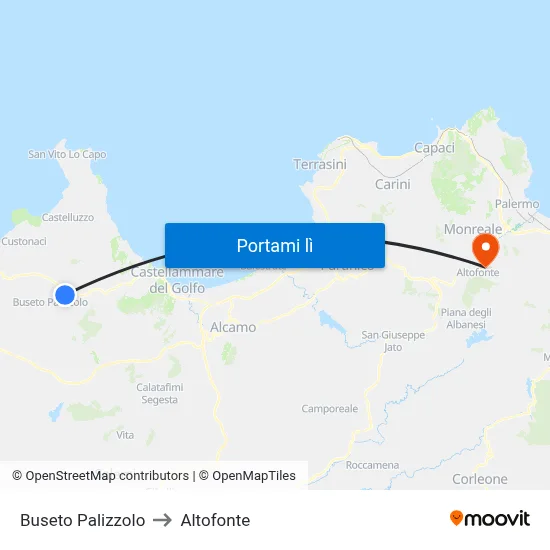 Buseto Palizzolo to Altofonte map