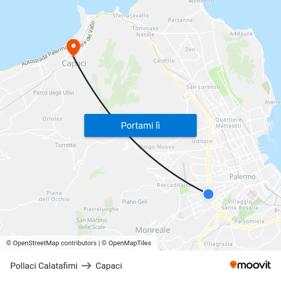 Pollaci Calatafimi to Capaci map