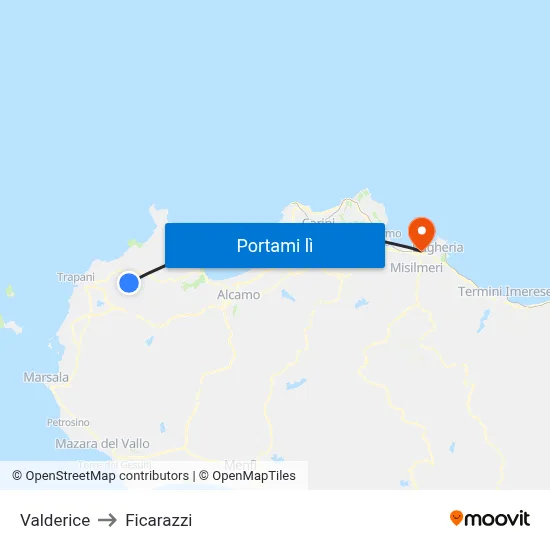Valderice to Ficarazzi map