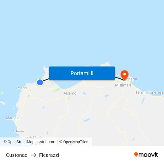 Custonaci to Ficarazzi map