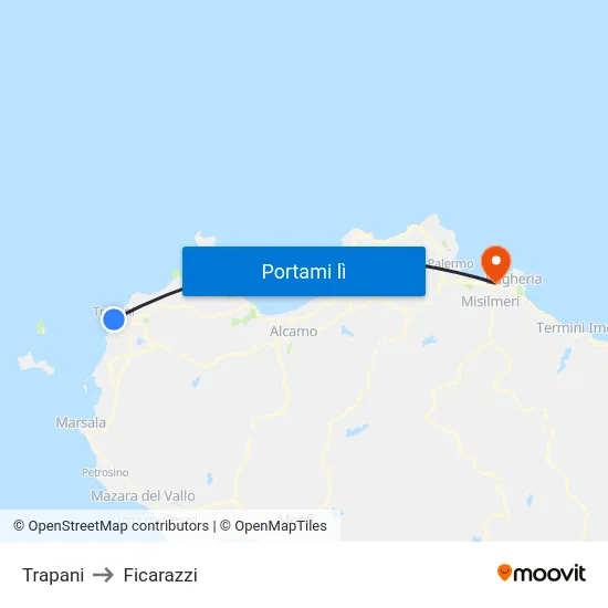 Trapani to Ficarazzi map