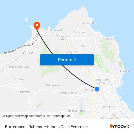 Borremans - Rubens to Isola Delle Femmine map