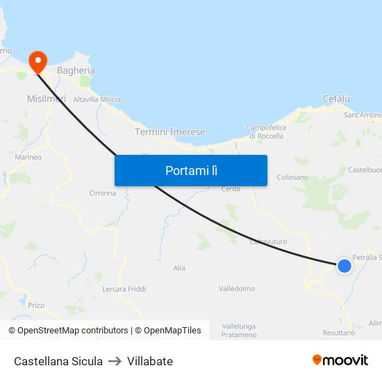 Castellana Sicula to Villabate map