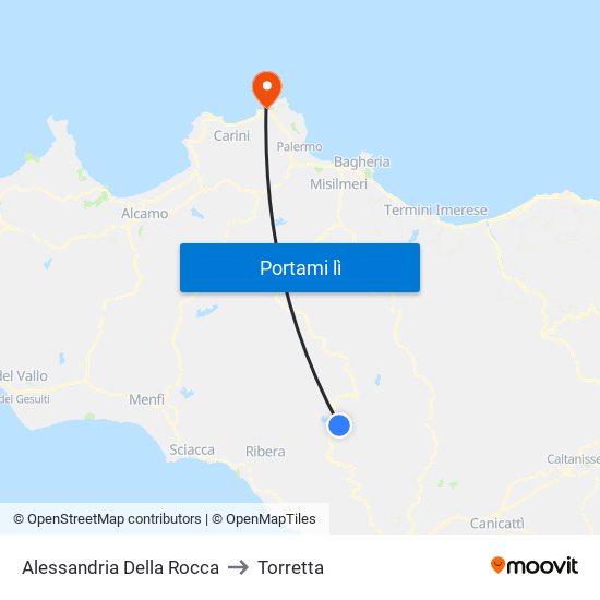 Alessandria Della Rocca to Torretta map