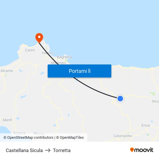 Castellana Sicula to Torretta map