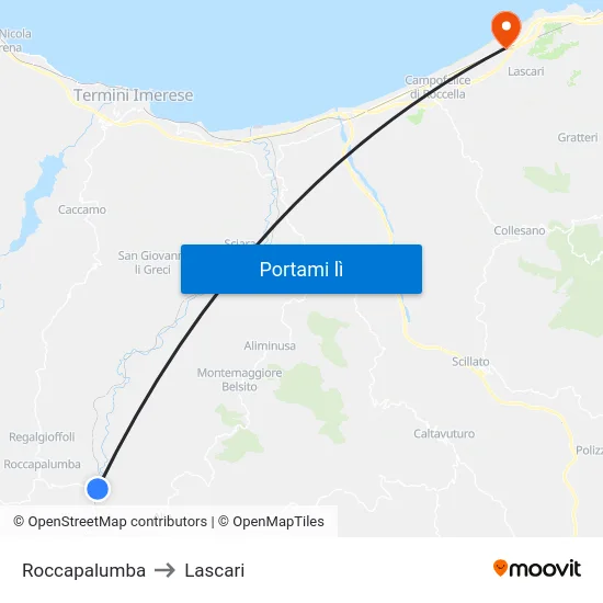 Roccapalumba to Lascari map