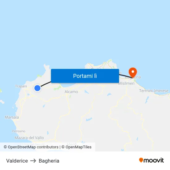 Valderice to Bagheria map