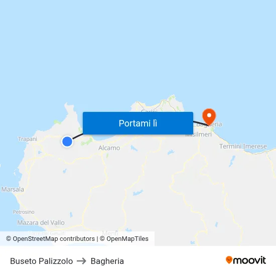 Buseto Palizzolo to Bagheria map