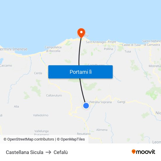 Castellana Sicula to Cefalù map