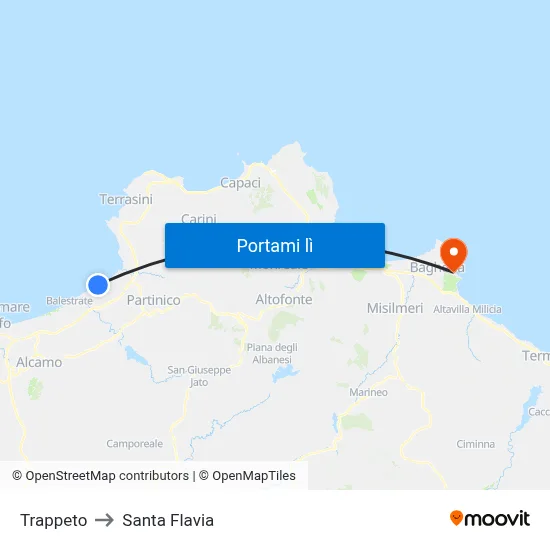 Trappeto to Santa Flavia map