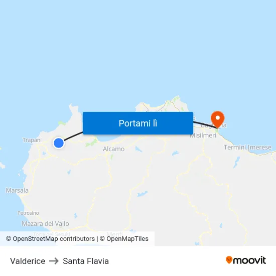 Valderice to Santa Flavia map