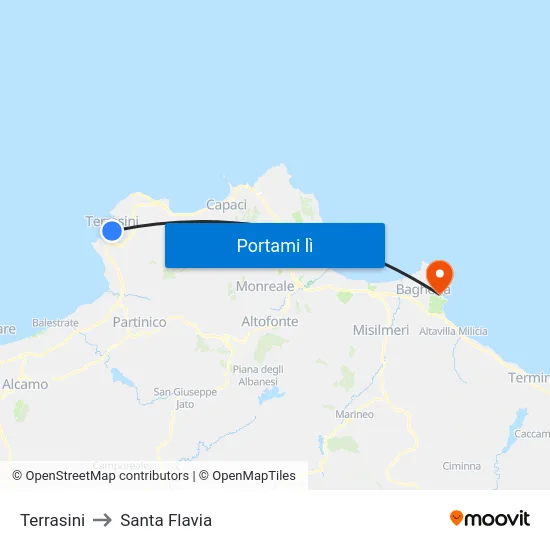 Terrasini to Santa Flavia map