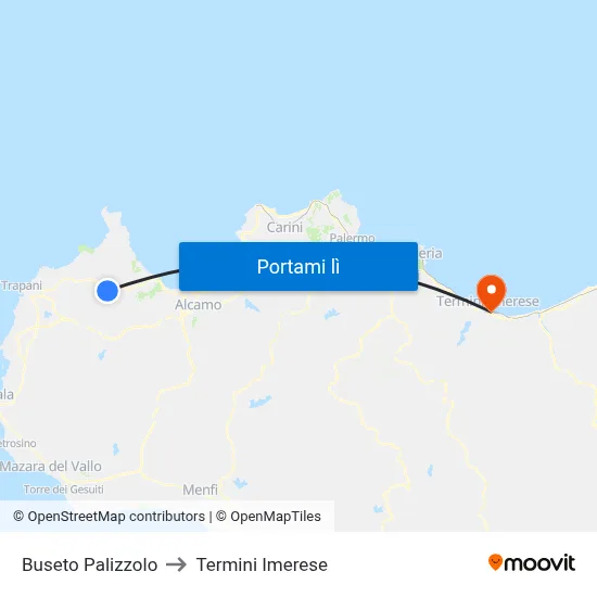 Buseto Palizzolo to Termini Imerese map