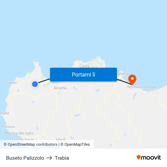 Buseto Palizzolo to Trabia map