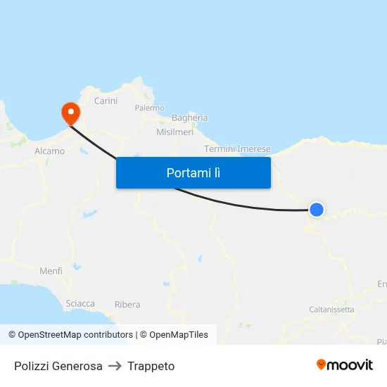 Polizzi Generosa to Trappeto map