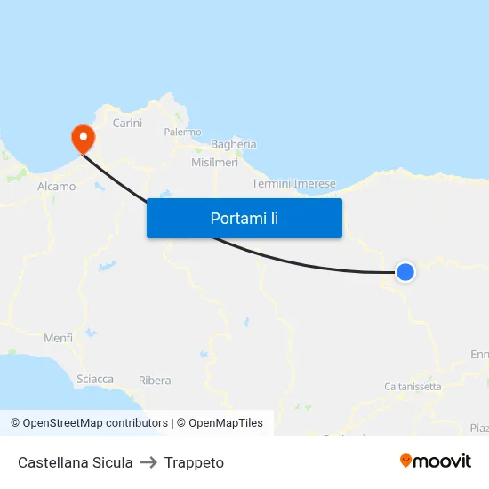 Castellana Sicula to Trappeto map