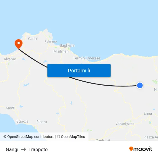 Gangi to Trappeto map