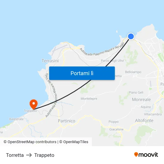 Torretta to Trappeto map