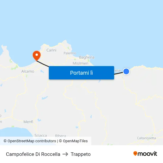 Campofelice Di Roccella to Trappeto map