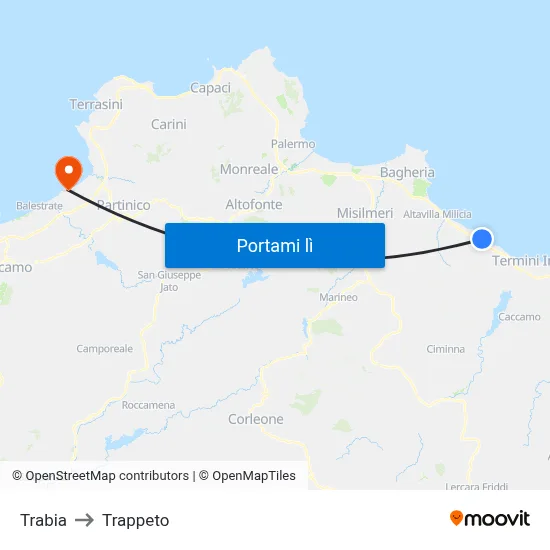 Trabia to Trappeto map
