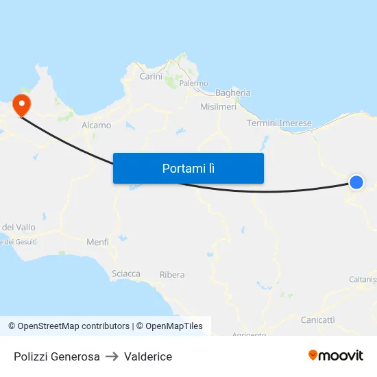 Polizzi Generosa to Valderice map
