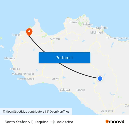 Santo Stefano Quisquina to Valderice map