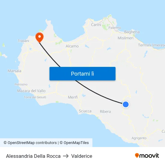Alessandria Della Rocca to Valderice map