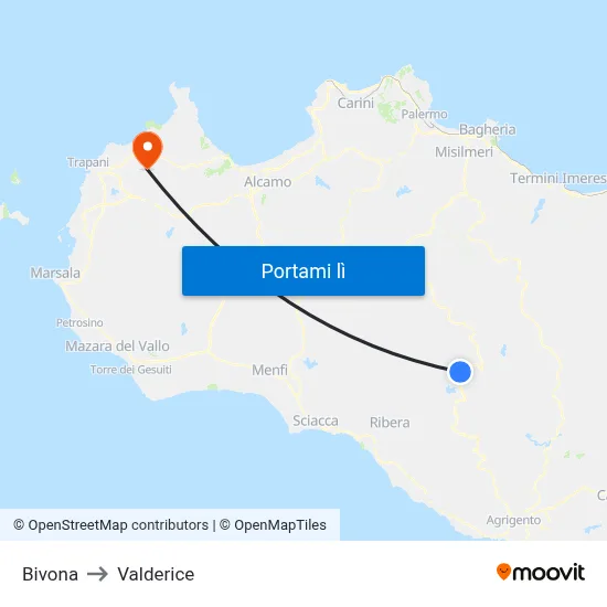 Bivona to Valderice map
