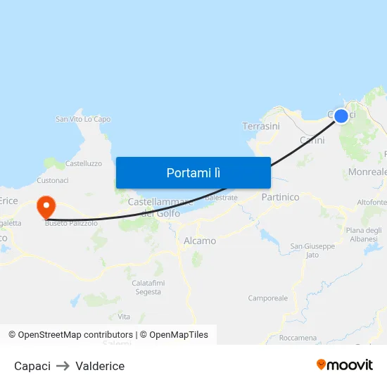 Capaci to Valderice map