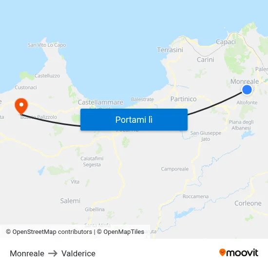 Monreale to Valderice map
