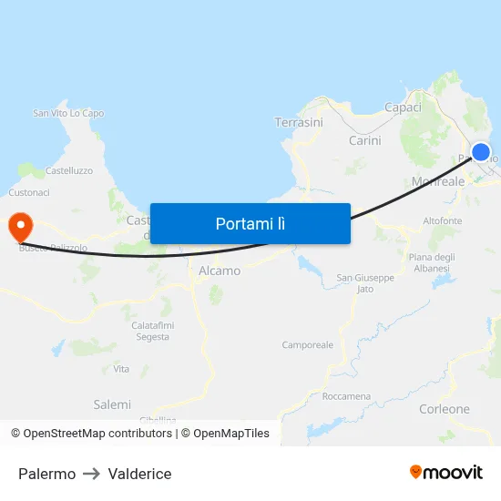 Palermo to Valderice map
