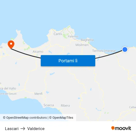 Lascari to Valderice map