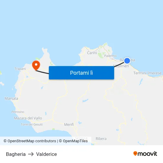 Bagheria to Valderice map