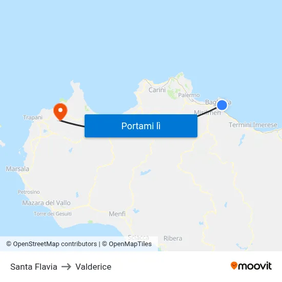 Santa Flavia to Valderice map
