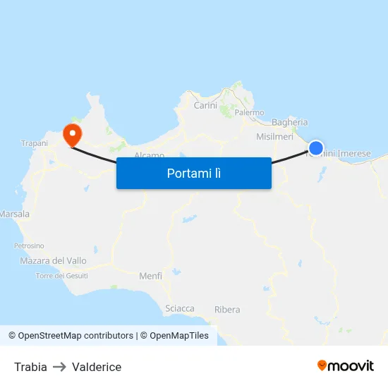 Trabia to Valderice map
