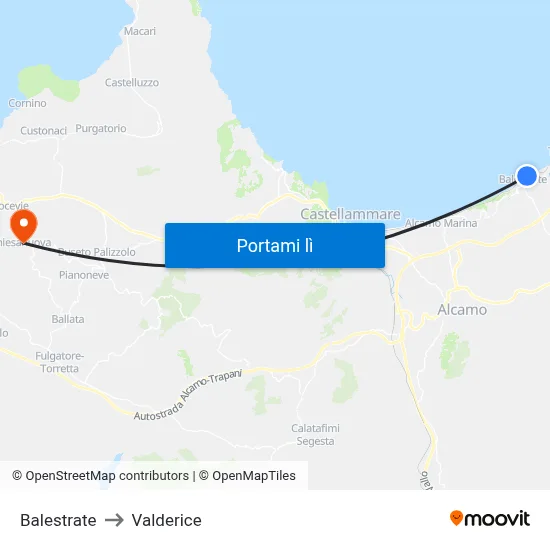 Balestrate to Valderice map