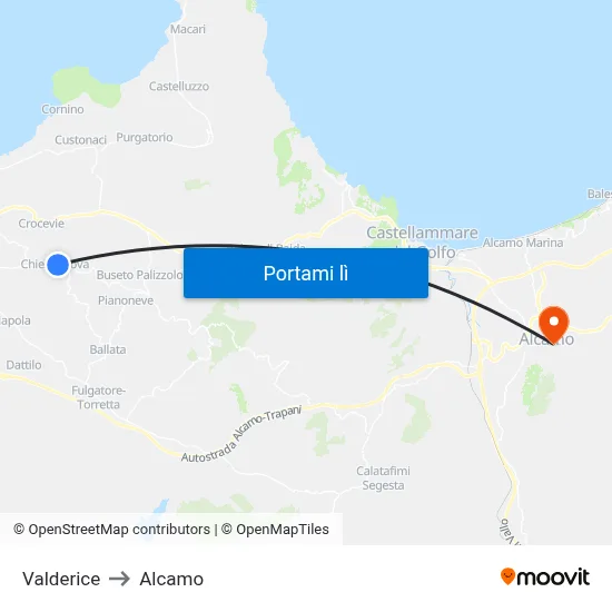 Valderice to Alcamo map