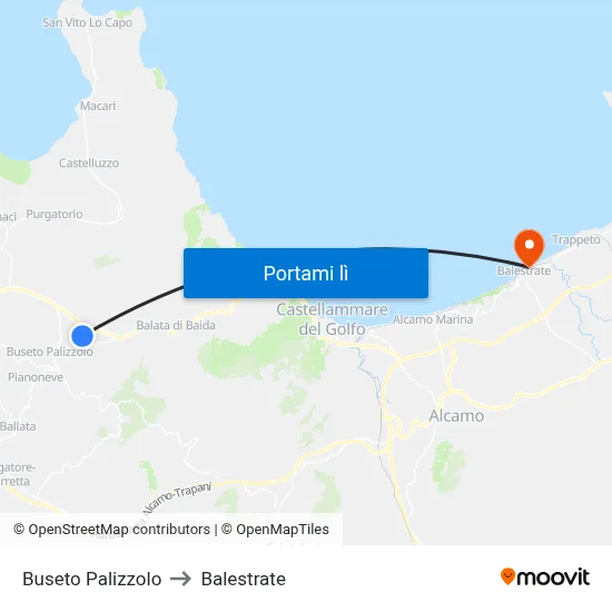 Buseto Palizzolo to Balestrate map