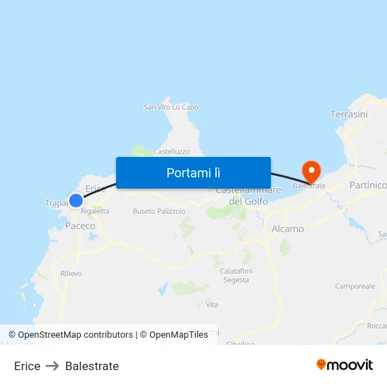 Erice to Balestrate map