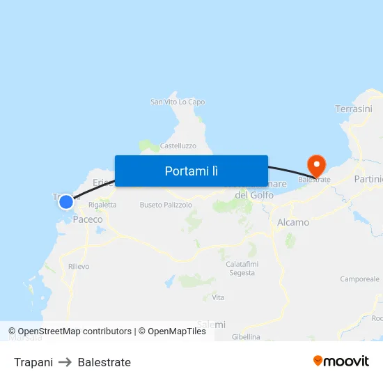 Trapani to Balestrate map