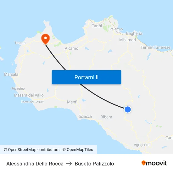 Alessandria Della Rocca to Buseto Palizzolo map