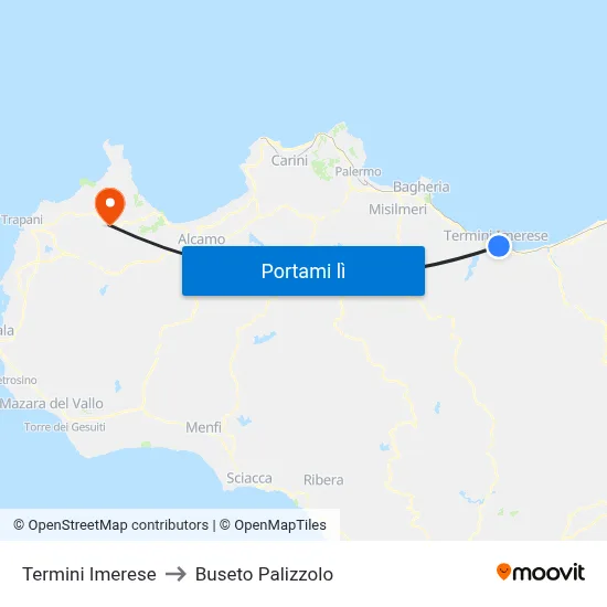 Termini Imerese to Buseto Palizzolo map