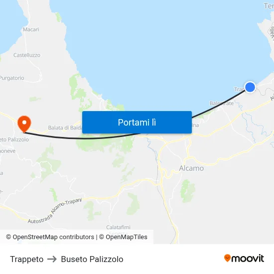 Trappeto to Buseto Palizzolo map