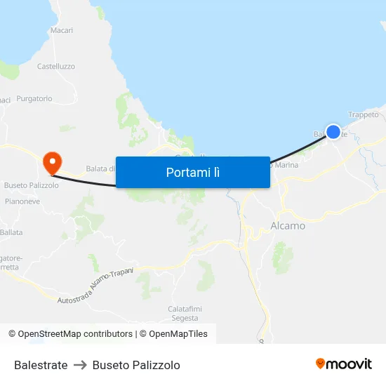 Balestrate to Buseto Palizzolo map