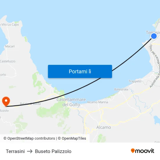 Terrasini to Buseto Palizzolo map
