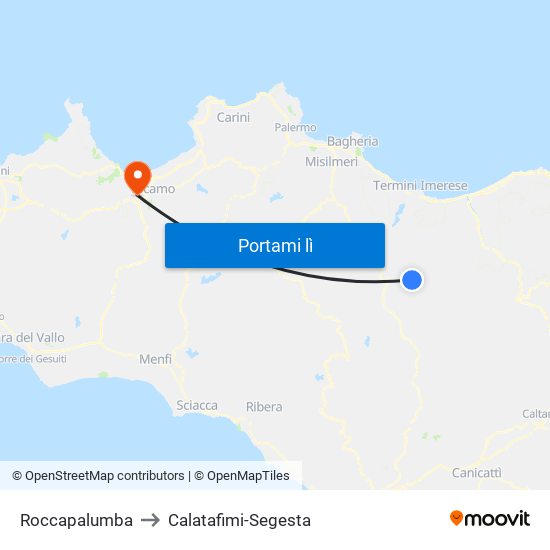 Roccapalumba to Calatafimi-Segesta map