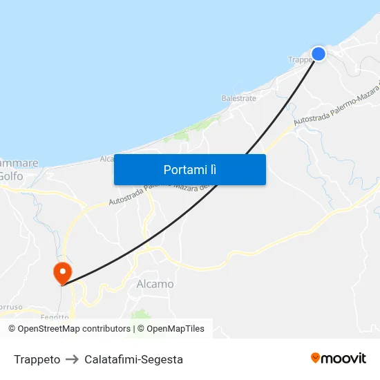 Trappeto to Calatafimi-Segesta map